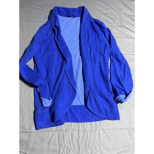Express Cardigan Sweater Womens Medium Blue Good Open Front Draped Shawl Collar